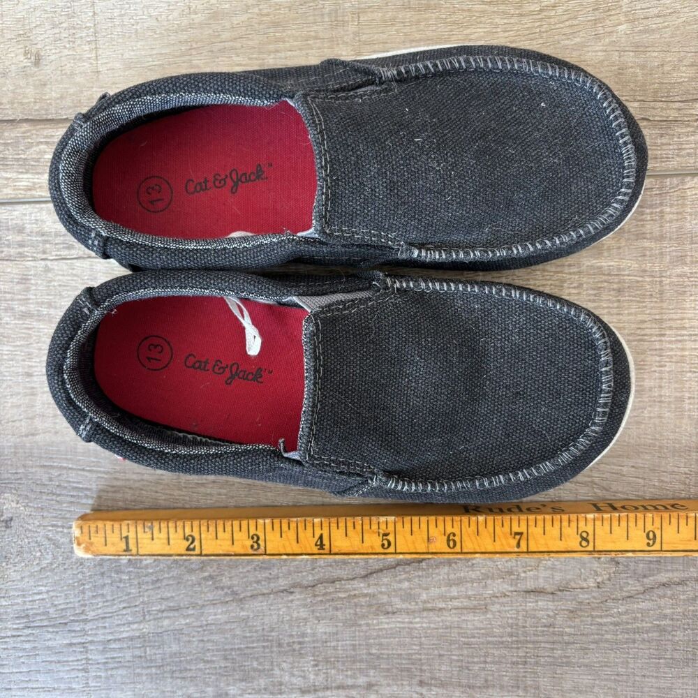Cat & Jack Toddler Boys Black Canvas Slip On Sneakers Casual Shoe Size 13 Church - Picture 9 of 10